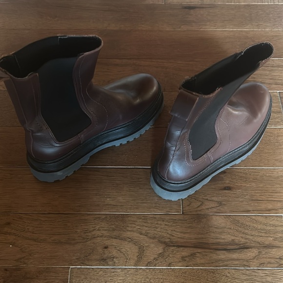Mango platform burgundy leather Chelsea lug sole boots size 6.5 / 37 - Picture 4 of 10